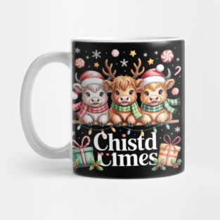 Highland Cow Christmas Cute Holiday Watercolor Mug