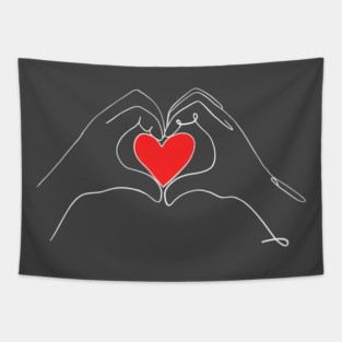 line artwork heart Tapestry