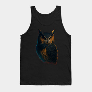 Majestic Owl Artwork – Realistic Bird Animal Art for Nature Lovers Tank Top