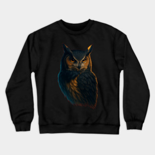 Majestic Owl Artwork – Realistic Bird Animal Art for Nature Lovers Crewneck Sweatshirt
