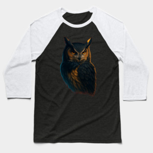 Majestic Owl Artwork – Realistic Bird Animal Art for Nature Lovers Baseball T-Shirt