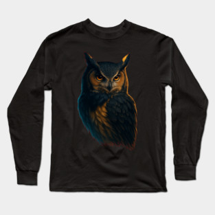Majestic Owl Artwork – Realistic Bird Animal Art for Nature Lovers Long Sleeve T-Shirt