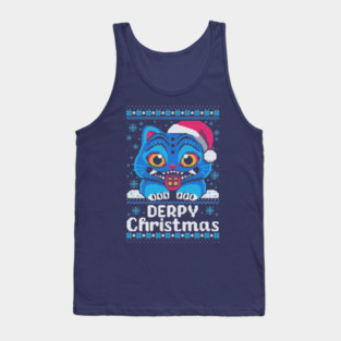 Derpy tiger ugly christmas sweater Tank Top