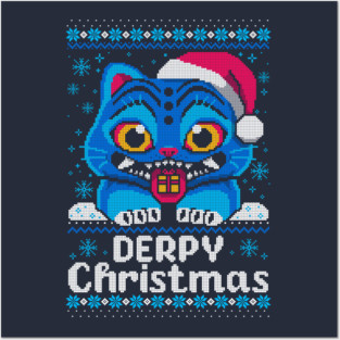 Derpy tiger ugly christmas sweater Posters and Art