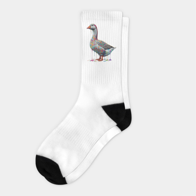 Today I Am A Drippy Goose, cute goose with colorful drips Socks by Luxinda