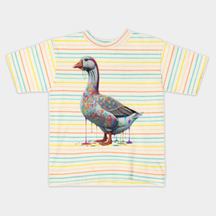 Today I Am A Drippy Goose, cute goose with colorful drips Kids T-Shirt