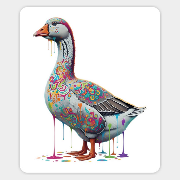 Today I Am A Drippy Goose, cute goose with colorful drips Magnet by Luxinda