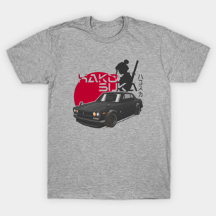 Hakosuka Samurai Girl – Japanese Vector Art with Classic Nissan Skyline GTR 1968 T-Shirt T-Shirt