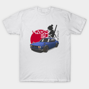 Hakosuka Samurai Girl – Japanese Vector Art with Classic Nissan Skyline GTR 1968 T-Shirt T-Shirt