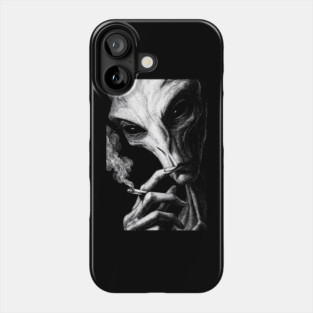 Alien Smoking Joint, Extraterrestrial Weed, UFO, UAP, Stoner Alien Phone Case
