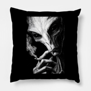 Alien Smoking Joint, Extraterrestrial Weed, UFO, UAP, Stoner Alien Pillow