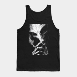 Alien Smoking Joint, Extraterrestrial Weed, UFO, UAP, Stoner Alien Tank Top