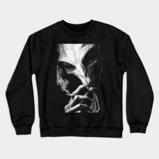 Alien Smoking Joint, Extraterrestrial Weed, UFO, UAP, Stoner Alien Crewneck Sweatshirt