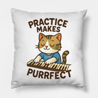 Practice makes PURRFECT - dark logo Pillow