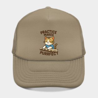 Practice makes PURRFECT - dark logo Hat