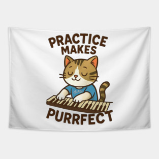 Practice makes PURRFECT - dark logo Tapestry