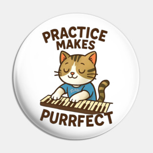 Practice makes PURRFECT - dark logo Pin