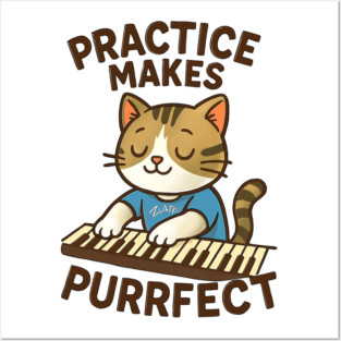Practice makes PURRFECT - dark logo Posters and Art