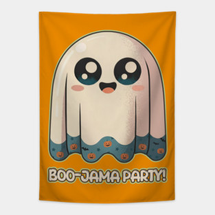 BOO-JAMA PARTY! – Cute Kawaii Ghost in Halloween Pajamas Tapestry