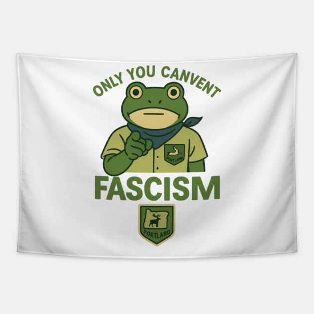 Portland-Frog-Protest Tapestry by ArtistTee ⭐⭐⭐⭐⭐