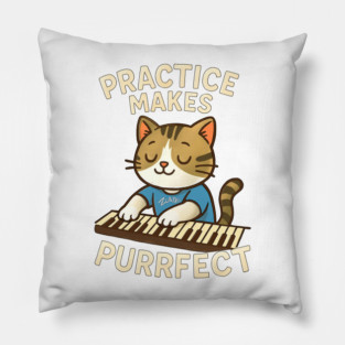 Practice makes PURRFECT - light logo Pillow