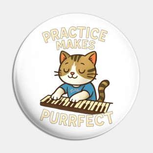 Practice makes PURRFECT - light logo Pin