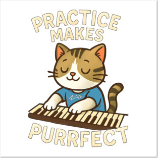 Practice makes PURRFECT - light logo Posters and Art