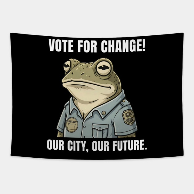 Portland Frog - Antifa Frog - Anti fascist - Anti fascism - Oregon - Wildlife frog Tapestry by ArtistTee ⭐⭐⭐⭐⭐