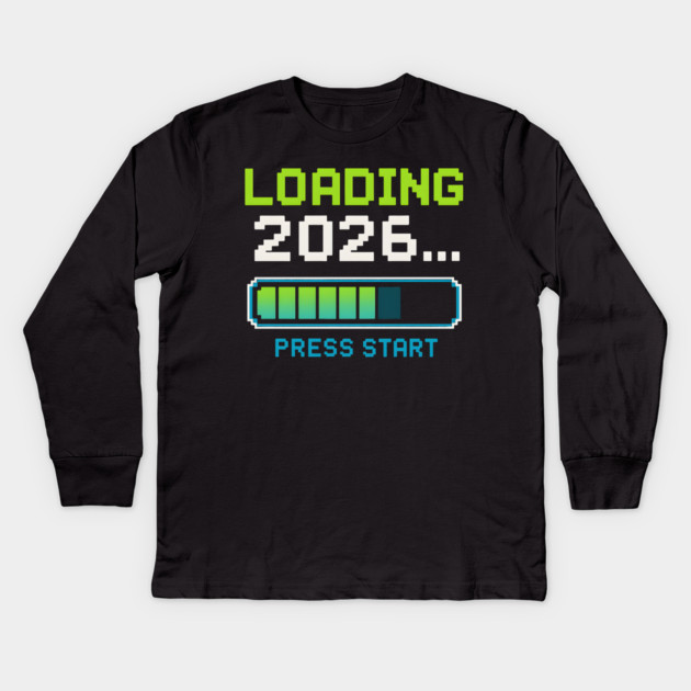 Loading 2026 Press Start Pixel Gaming Graphic Kids Long Sleeve T-Shirt by MakerMind8.2