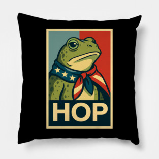 HOP Frog – Patriotic Retro Political Poster Pillow
