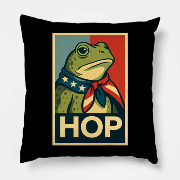 HOP Frog – Patriotic Retro Political Poster Pillow by ArtistTee ⭐⭐⭐⭐⭐