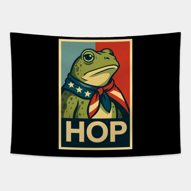 HOP Frog – Patriotic Retro Political Poster Tapestry by ArtistTee ⭐⭐⭐⭐⭐