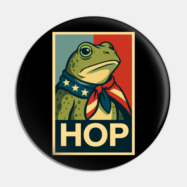HOP Frog – Patriotic Retro Political Poster Pin by ArtistTee ⭐⭐⭐⭐⭐