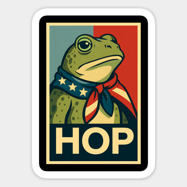 HOP Frog – Patriotic Retro Political Poster Sticker by ArtistTee ⭐⭐⭐⭐⭐