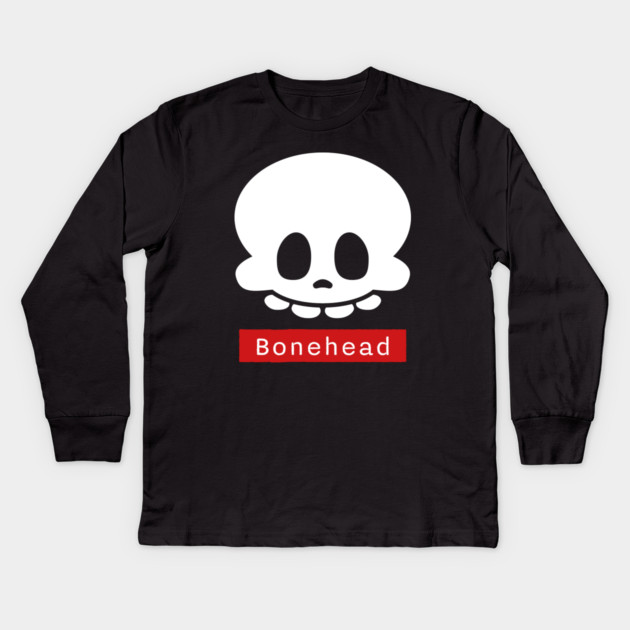 Bonehead – Funny Goofy Halloween Skeleton Skull Kids Long Sleeve T-Shirt by Butter Creative