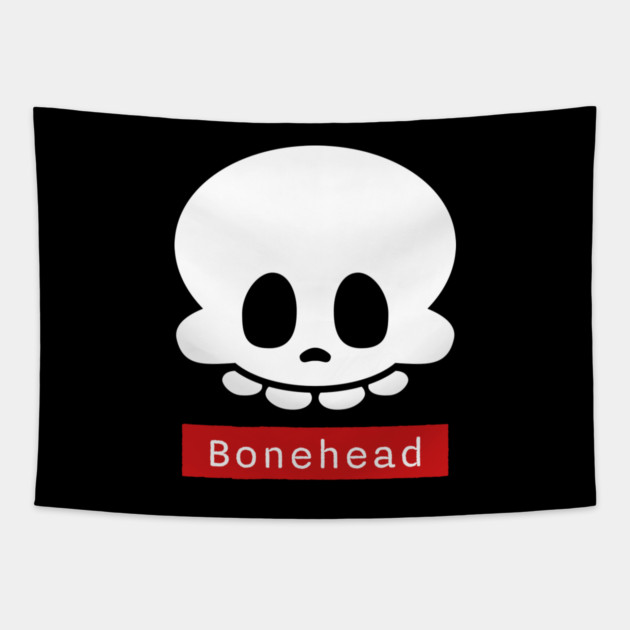 Bonehead – Funny Goofy Halloween Skeleton Skull Tapestry by Butter Creative