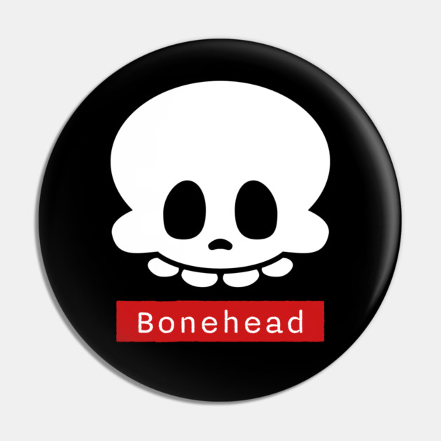 Bonehead – Funny Goofy Halloween Skeleton Skull Pin by Butter Creative