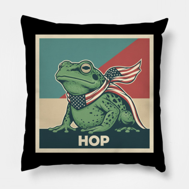 Portland Frog Hop Pillow by ArtistTee ⭐⭐⭐⭐⭐
