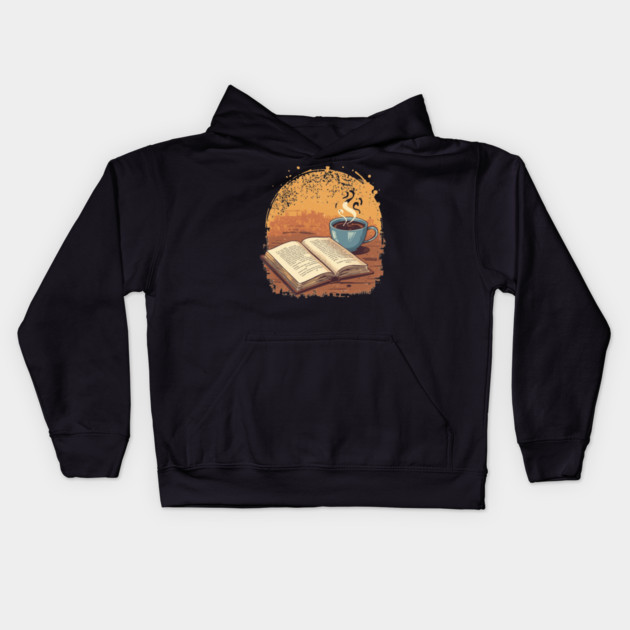 Bibliophile’s Morning Ritual books and coffee Kids Hoodie by SR8891