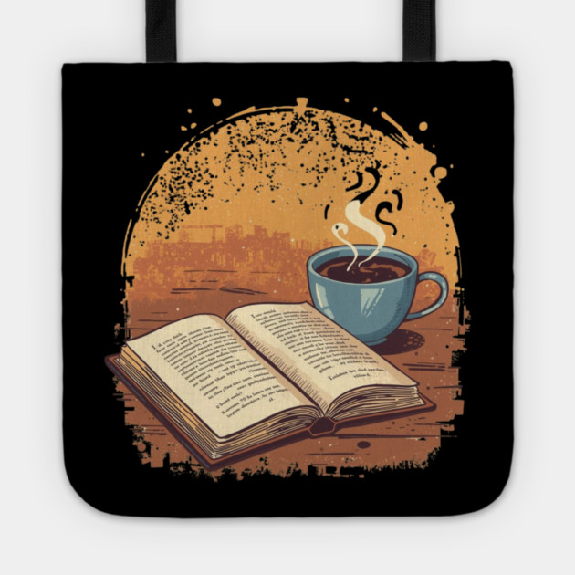 Bibliophile’s Morning Ritual books and coffee Tote by SR8891