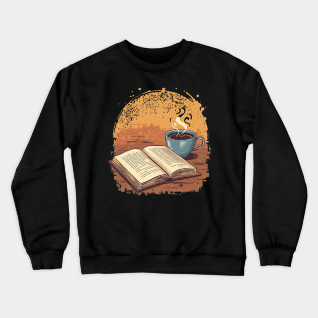 Bibliophile’s Morning Ritual books and coffee Crewneck Sweatshirt by SR8891