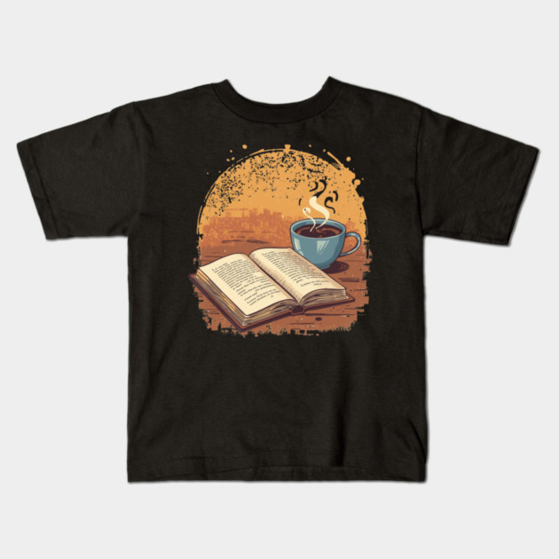 Bibliophile’s Morning Ritual books and coffee Kids T-Shirt by SR8891