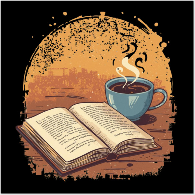 Bibliophile’s Morning Ritual books and coffee Wall Art by SR8891