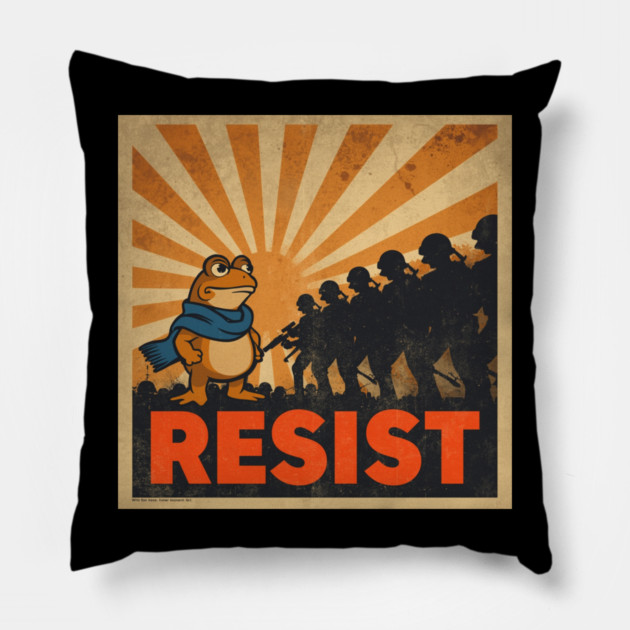 Portland-Frog Pillow by Creatifly Graphic Tees