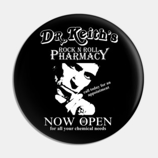 Keith Richards inspired Dr Keith's Rock N' Roll Pharmacy Pin