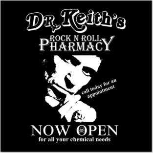 Keith Richards inspired Dr Keith's Rock N' Roll Pharmacy Posters and Art