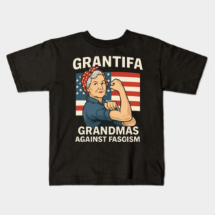 Grantifa Grandmas Against Fascism Flag Resist No Kings 50501 Kids T-Shirt