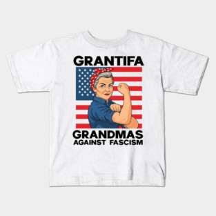 Grantifa-Grandmas-Against-Fascism-Flag-Resist-No-Kings-50501 Kids T-Shirt