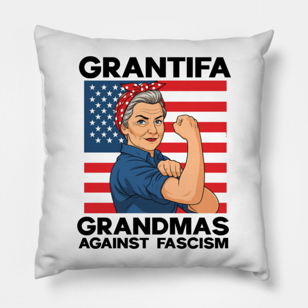 Grantifa-Grandmas-Against-Fascism-Flag-Resist-No-Kings-50501 Pillow by ArtistTee ⭐⭐⭐⭐⭐