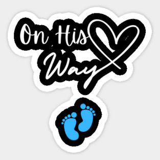 On His Way – Baby Boy Announcement Sticker